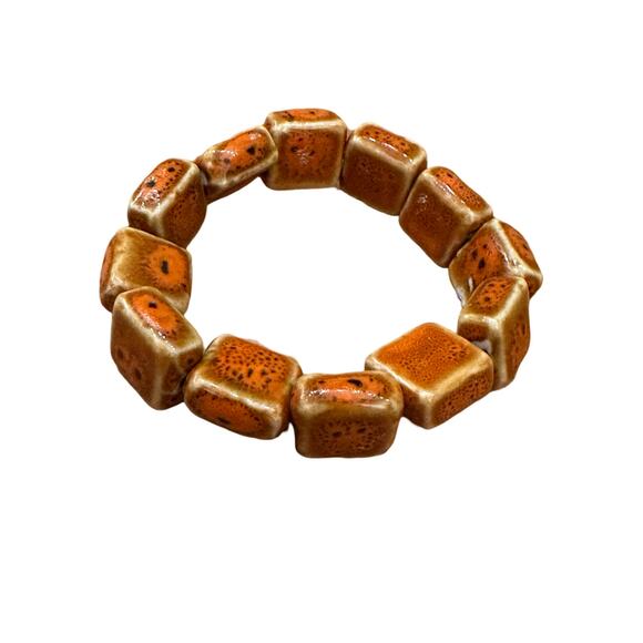 Orange Ceramic Bead Bracelet - Picture 1 of 6